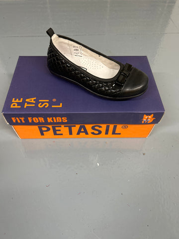 Black Petasil Sacha School Shoe (F Fittiing)