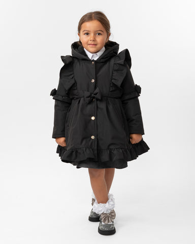 Black Caramelo Frill School Coat 342341