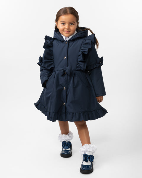 Navy Caramelo Frill School Coat 342341