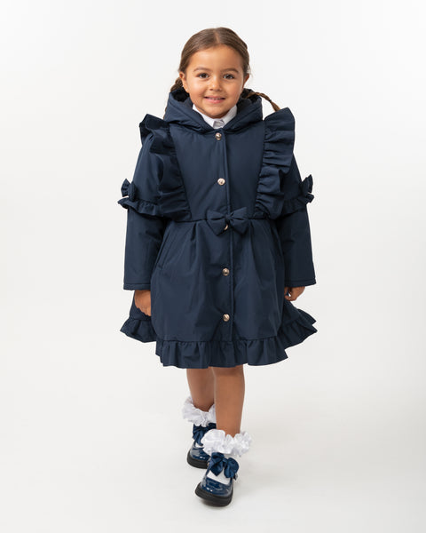 Navy Caramelo Frill School Coat 342341