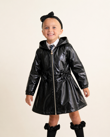 Black Glitter Caramelo School Rain Mac 342397 - PRE ORDER