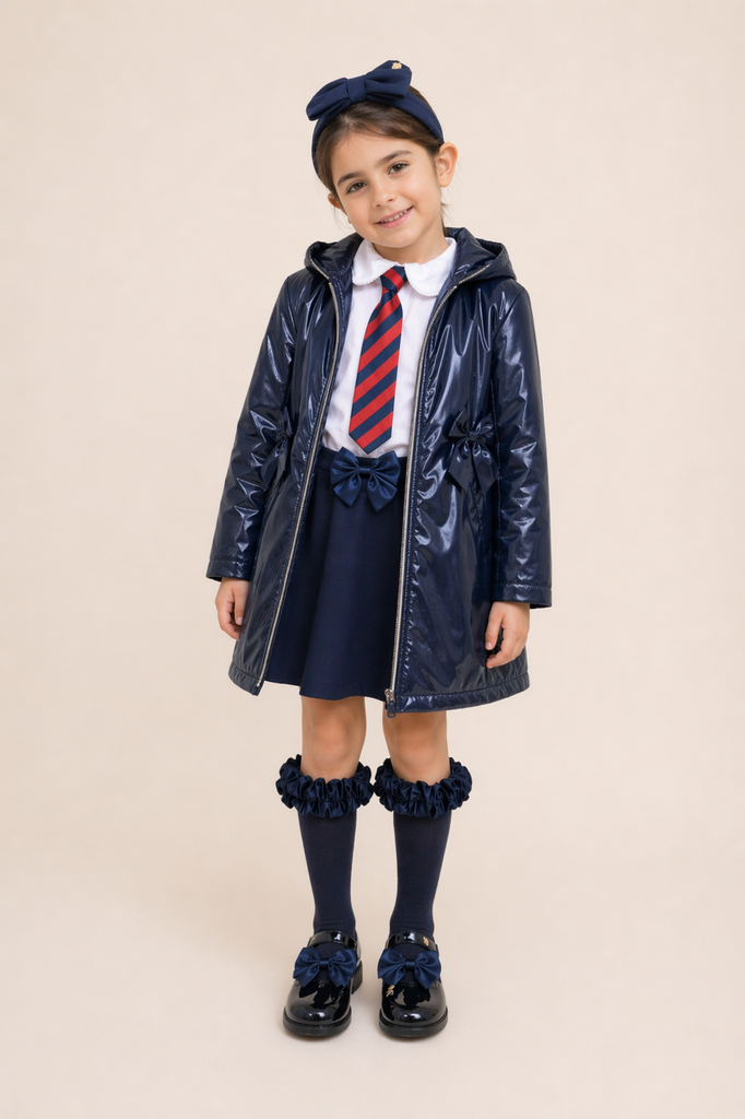 Navy Glitter Caramelo School Rain Mac 342397