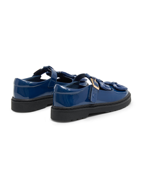 Navy Patent Caramelo School Shoe 377102