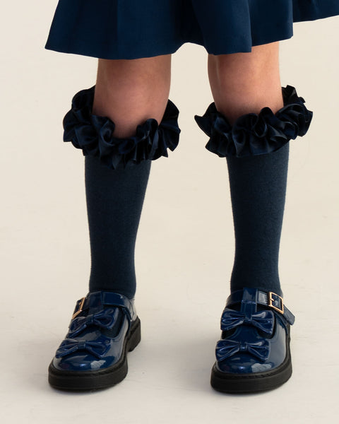 Navy Patent Caramelo School Shoe 377102