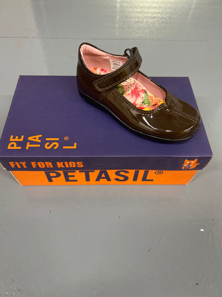 Brown Patent Petasil Babs 2 School Shoe (F Fittiing)