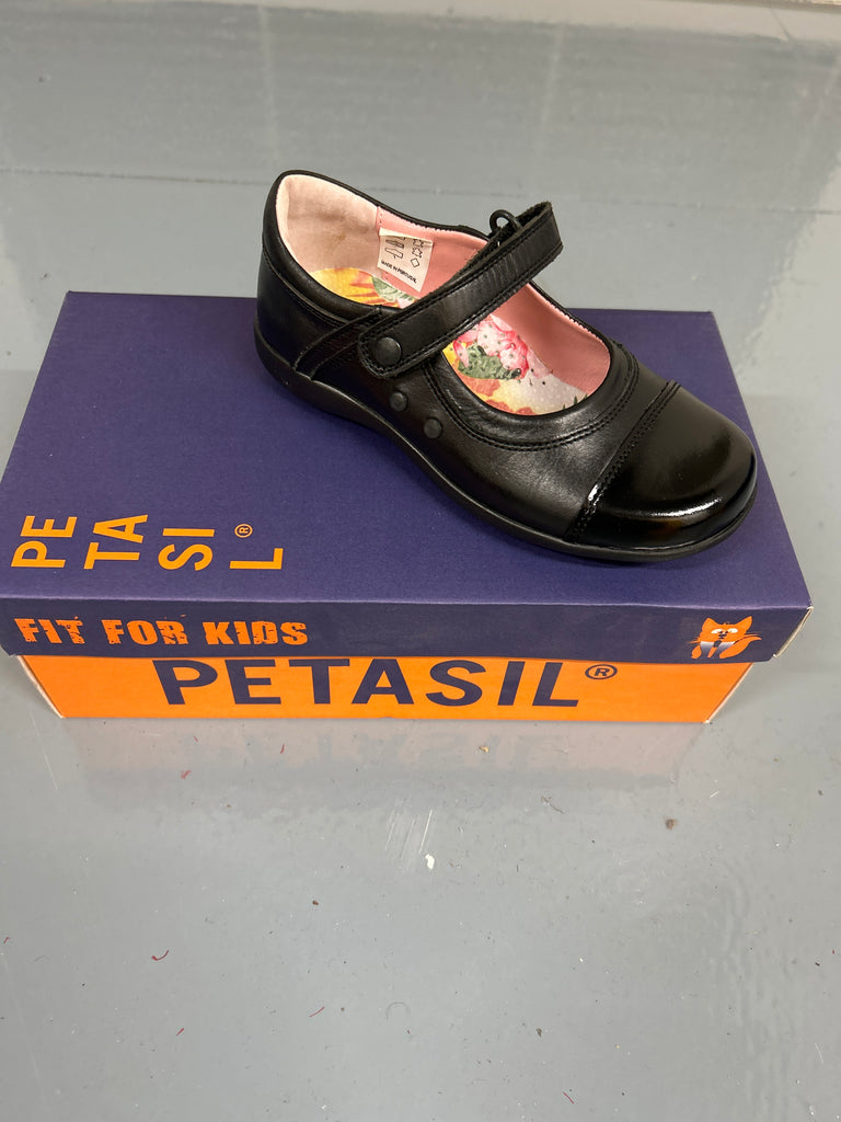 Black Petasil Becky School Shoe ( G Fitting )