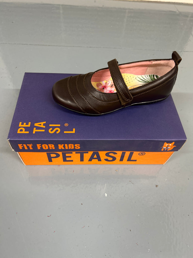 Brown Leather Petasil Evie School Shoe