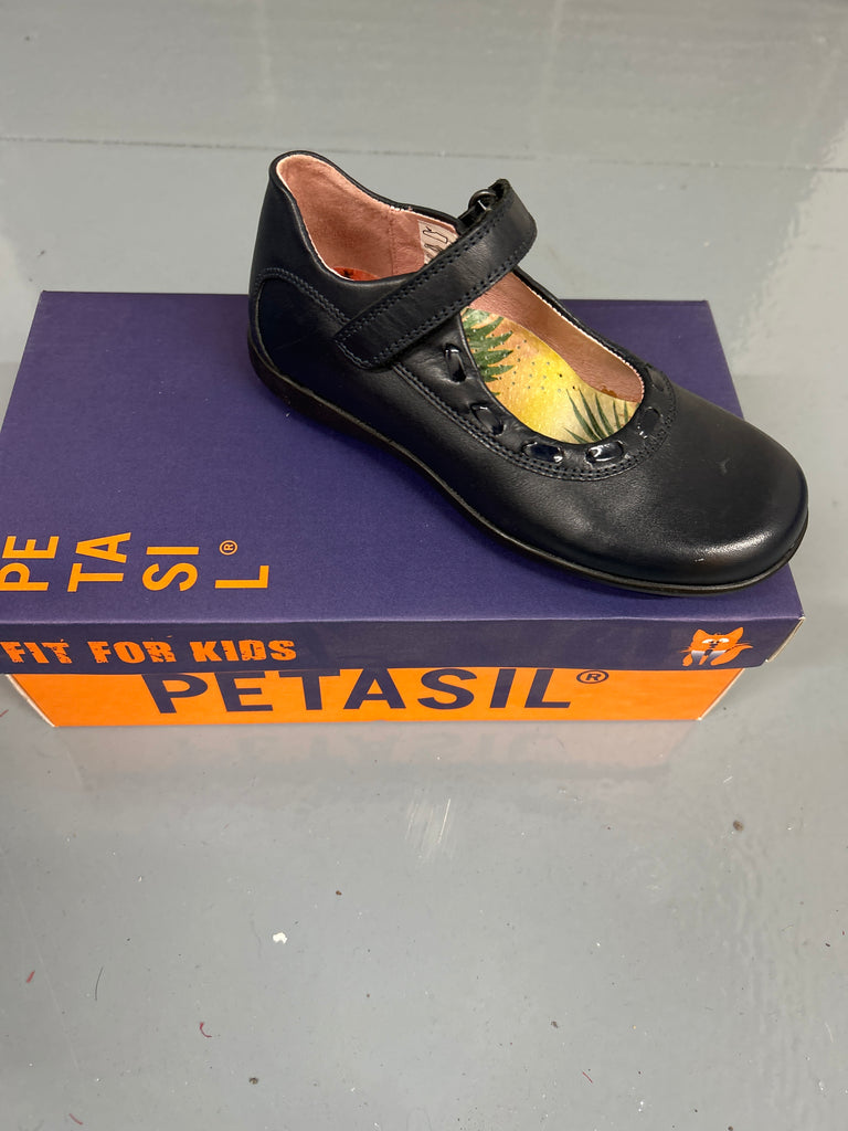 Navy Leather Petasil Bunty 2 School Shoe