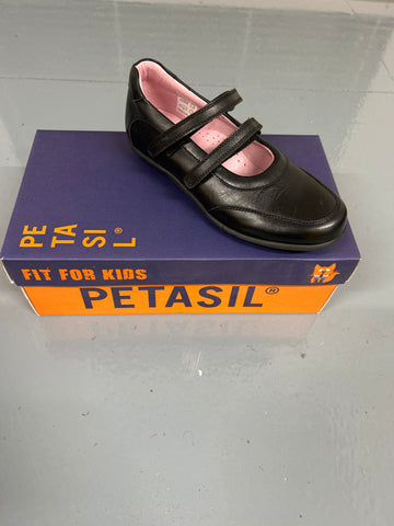 Black Leather Petasil Eliza School Shoe