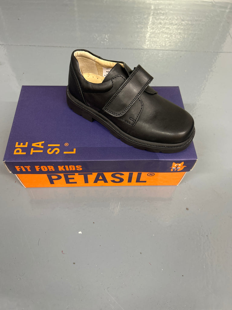 Black Leather Petasil Ollie School Shoe