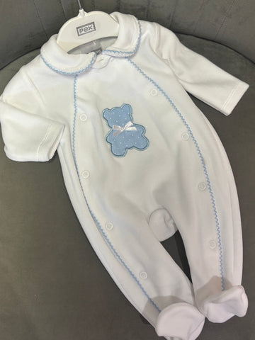 Boys Pex Blue Teddy Sleepsuit
