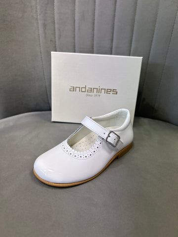 Girls Andanine White Patent Shoe 152846