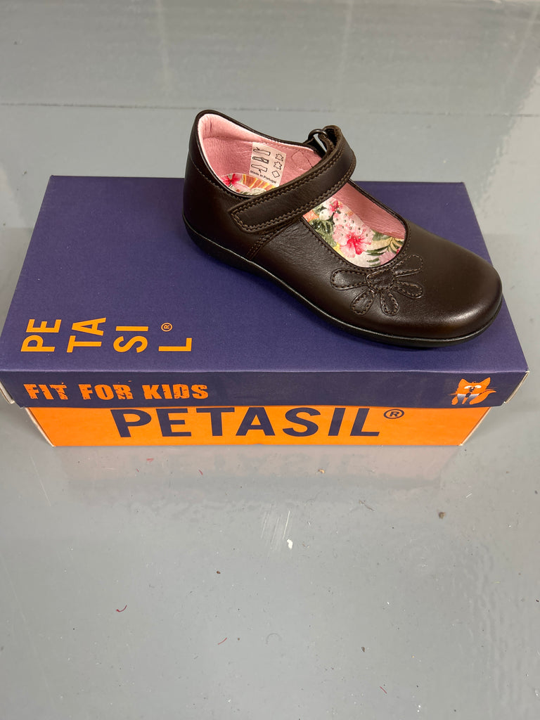Brown Leather Petasil Bonnie School Shoe
