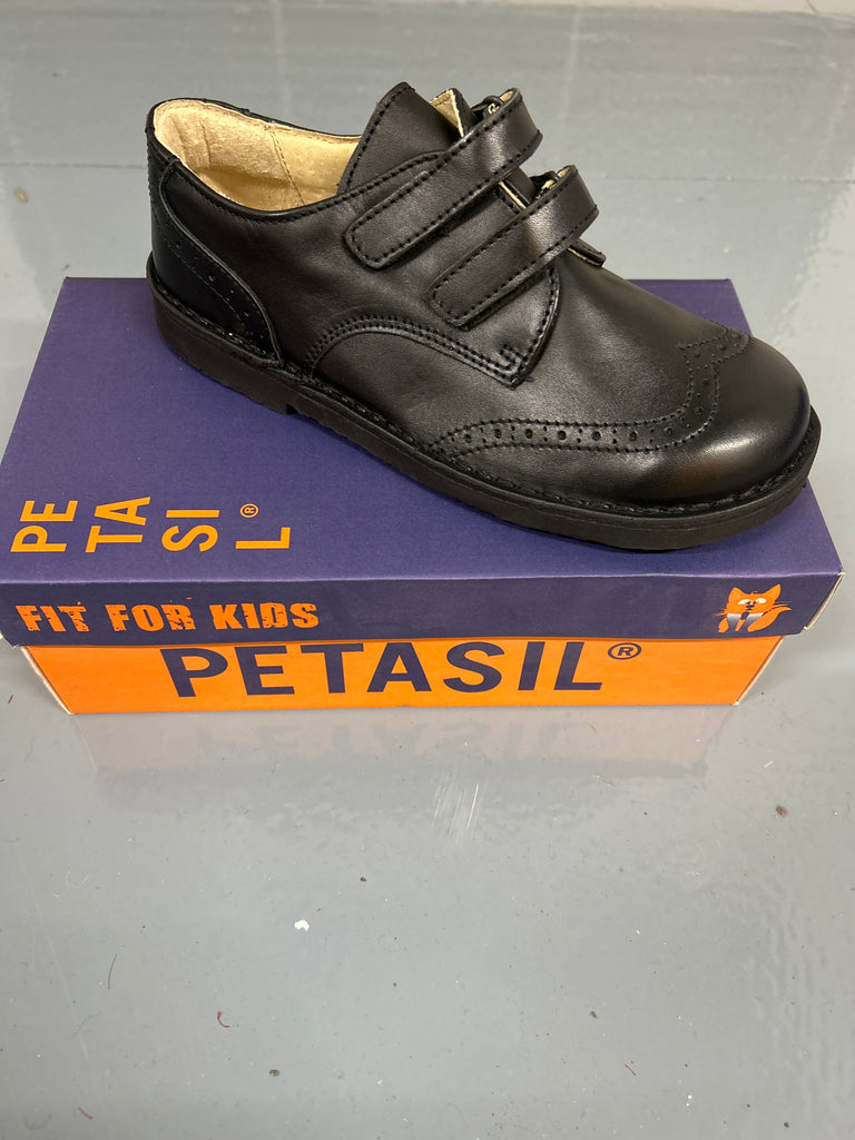 Black Leather Petasil Chico School Shoe