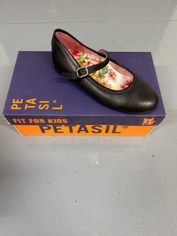 Black Leather Petasil Gloria School Shoe