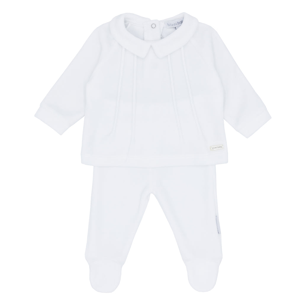 White Blues Baby Velour Set BB1115