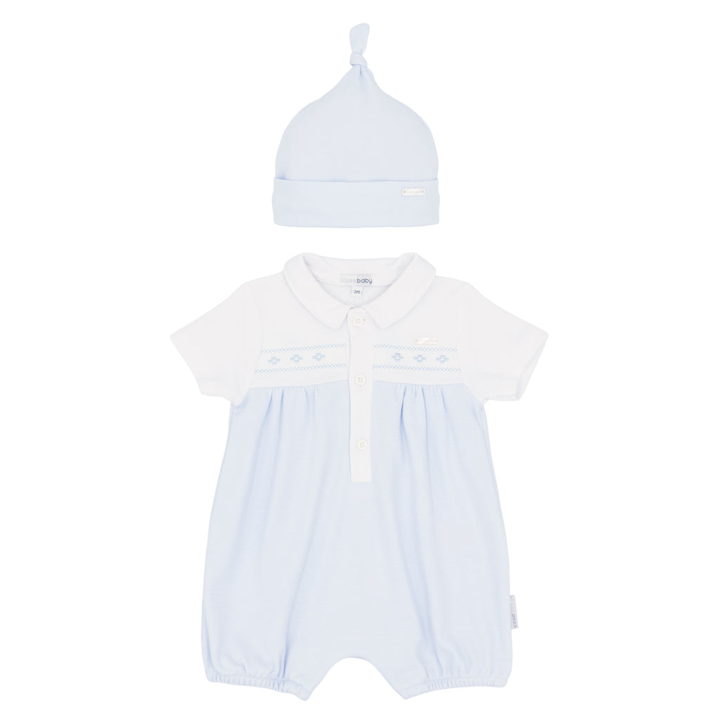 Boys Blues Baby Romper and Hat BB2274