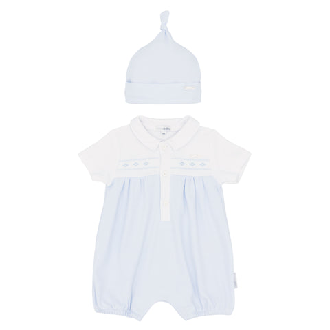 Boys Blues Baby Romper and Hat BB2274
