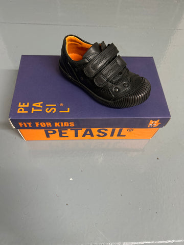 Black Leather Petasil Gino 2 School Shoe