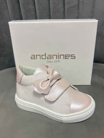 Andanines Pearl Pink Glitter Trainer 242293