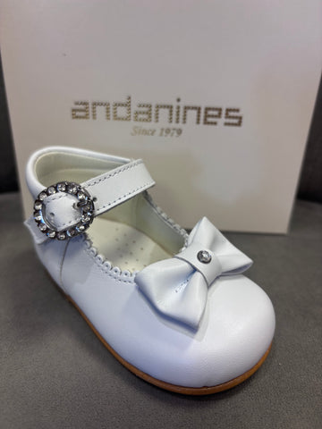 Andanines White Leather Bow 252632