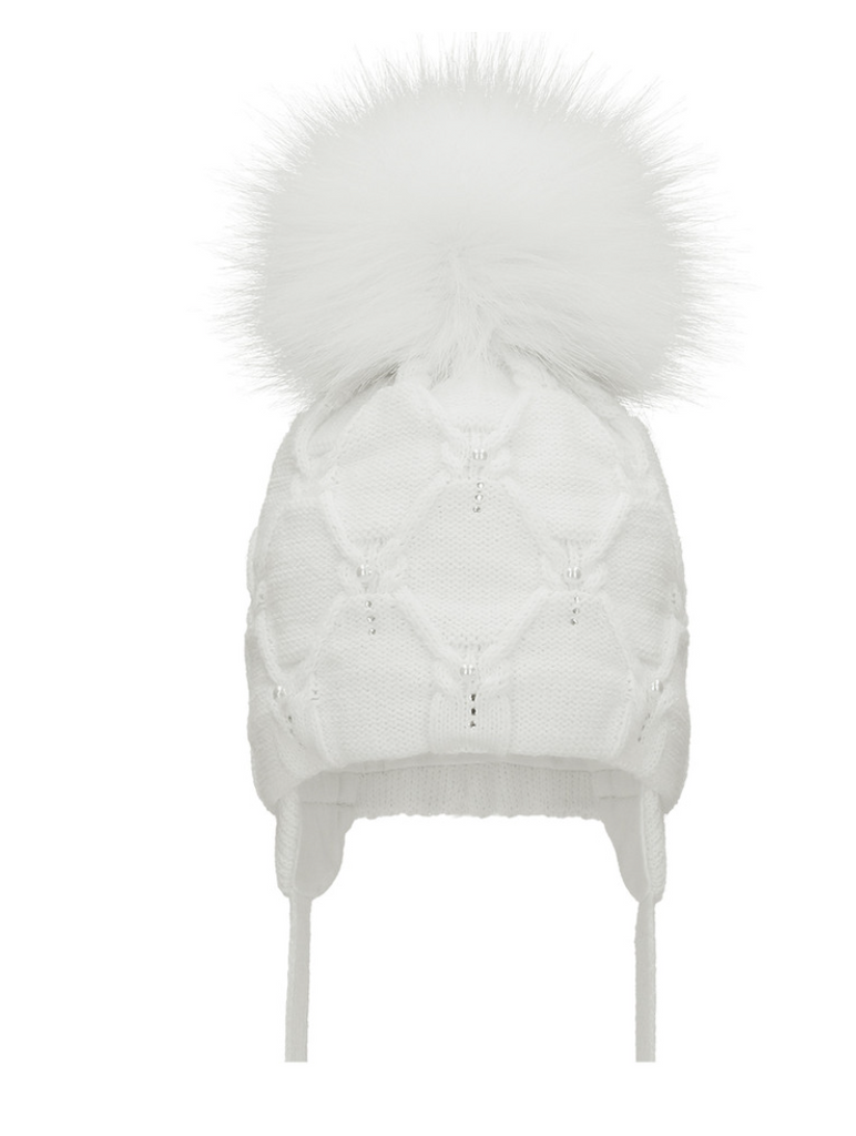 White Pom Pom Envy Pearls Hat