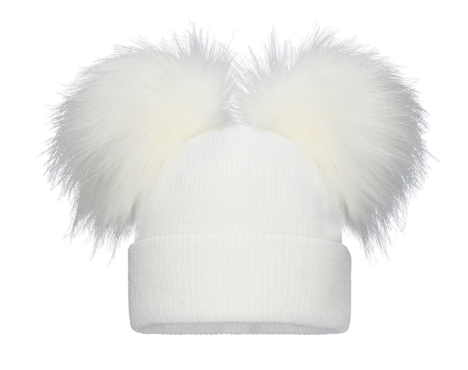 White Pom Pom Envy Baby Knit Double Hat