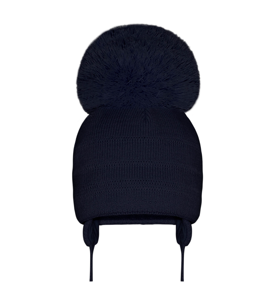 Navy Pom Pom Envy Super Pom Hat