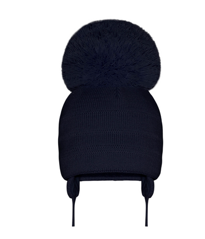 Navy Pom Pom Envy Super Pom Hat