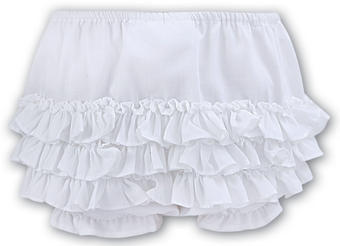 White Sarah Louise Frilly Pants 003760