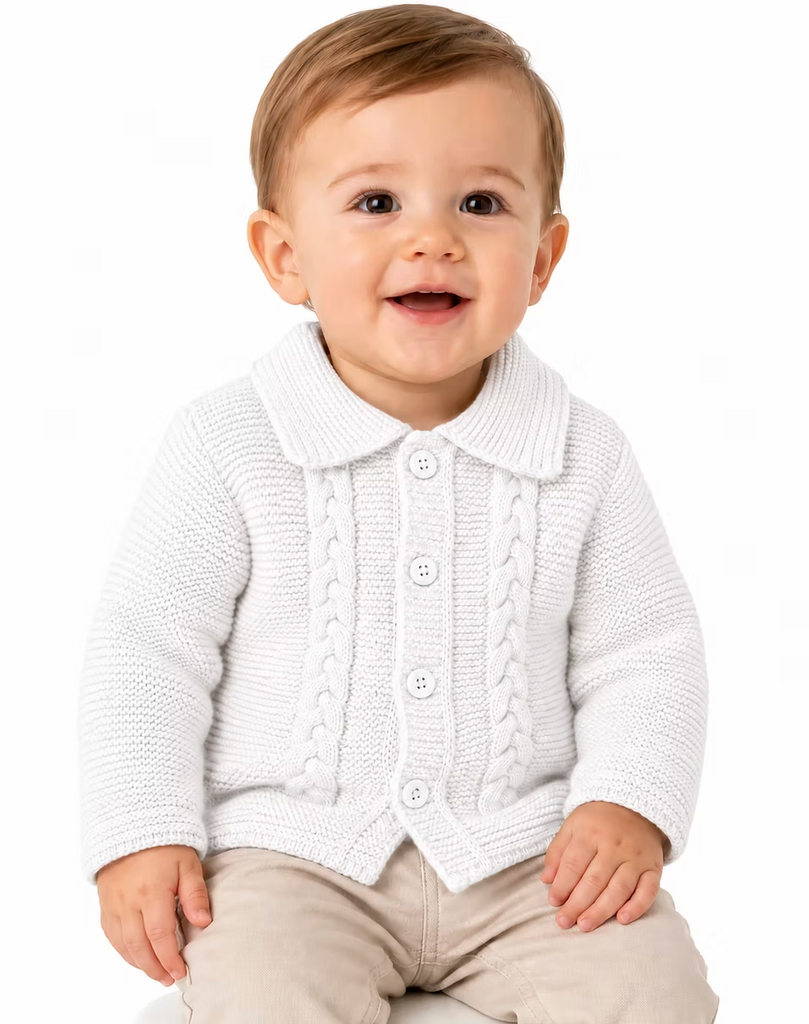 White Kleo Boys Cardigan KL24W100