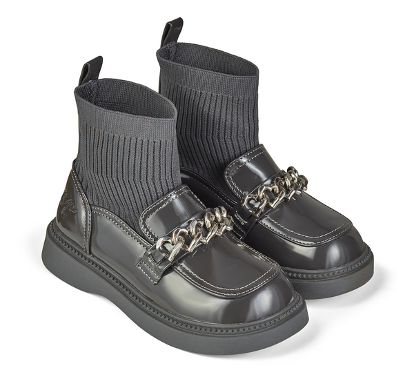Grey ADee Mary-Chain School Boot