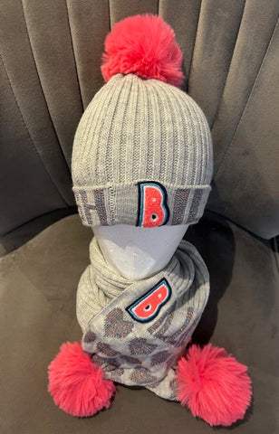 Grey Billieblush Hat and Scarf Set
