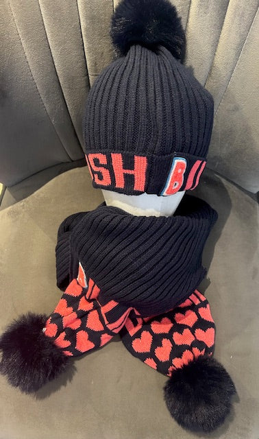 Navy Billieblush Hat and Scarf Set