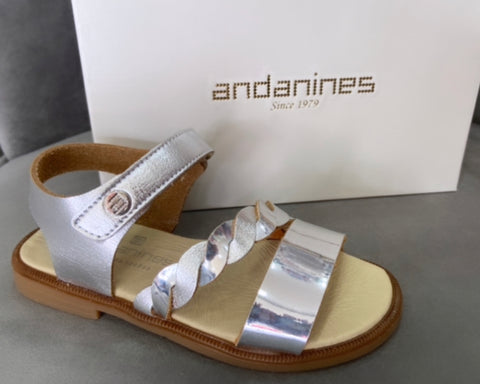 Andanines Silver Velcro Sandal