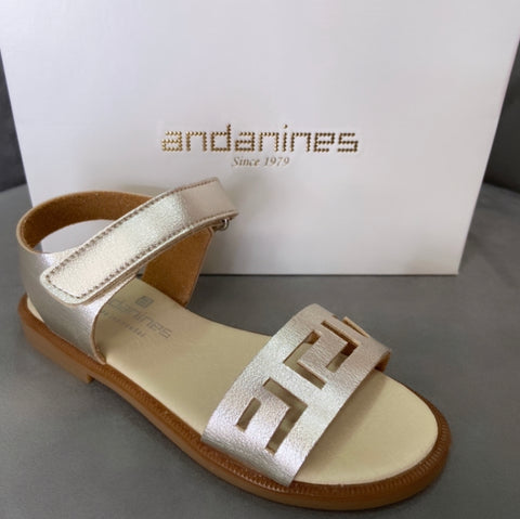 Andanines Gold Velcro Sandal
