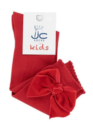 JC Red Velvet Bow Socks 57600