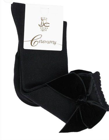 JC Black Velvet Bow Socks 57600