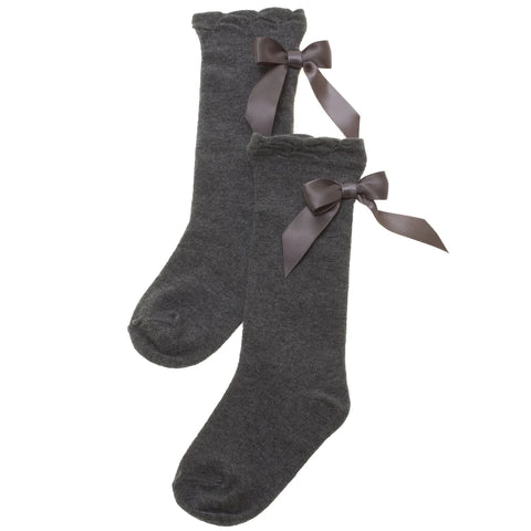 Pex Charcoal Ribbon Knee High School Sock