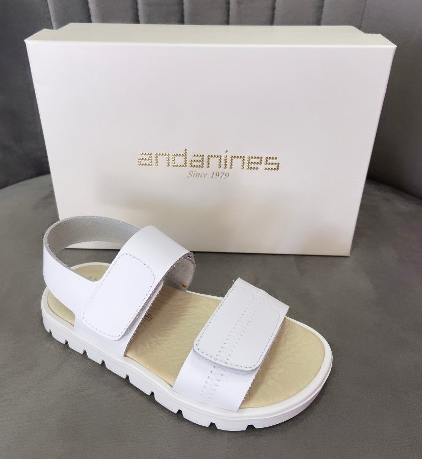 Andanines Boys White Velcro Sandal